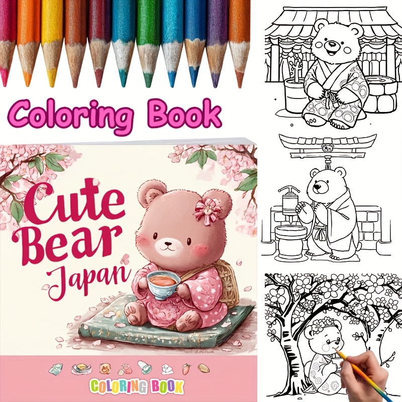 Adult Coloring Book Stress Relief - 28 Halaman Buku Mewarnai Beruang Lucu