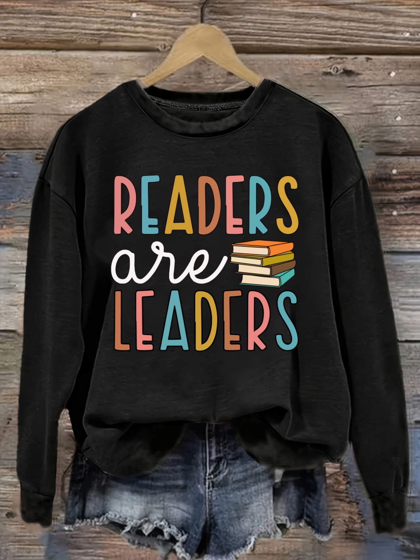 Books - Kaos Wanita Lengan Panjang Kasual Kerah