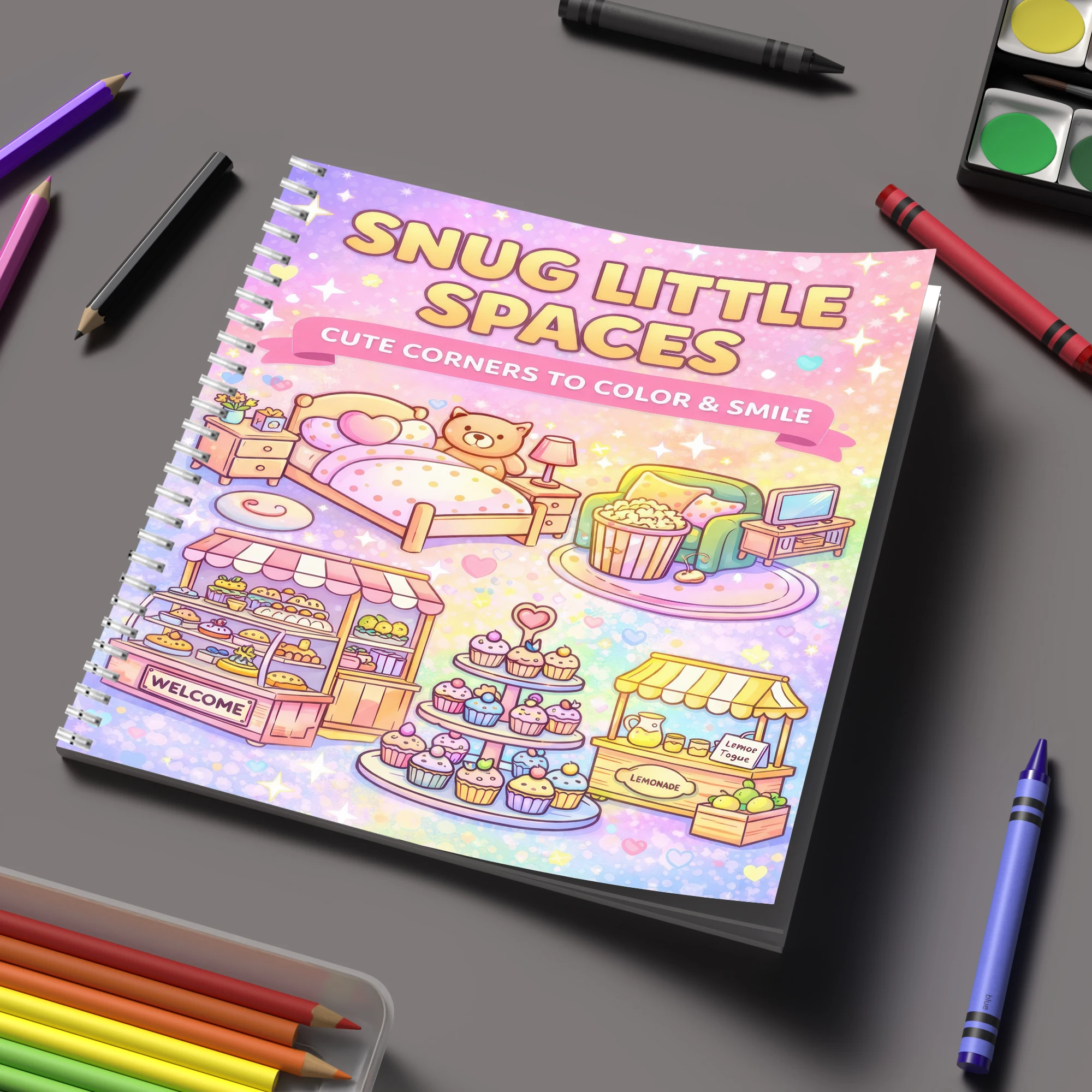 Adult Coloring Book Stress Relief - Buku Mewarnai Little Spaces untuk Dewasa,