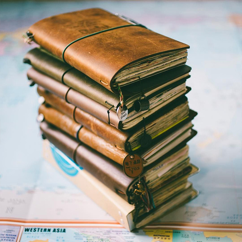 Vintage Leather Journal Notebook - Sampul Kulit Retro Rusak Catatan Harian
