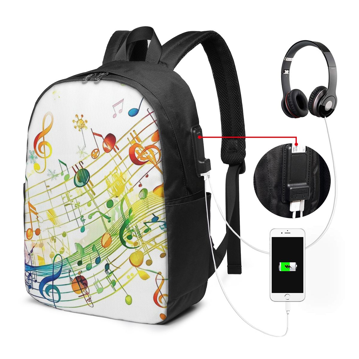 Music - Tas Ransel Kunci Piano Abstrak dengan