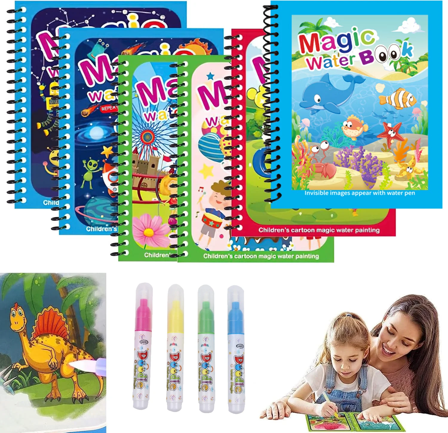Reusable Water Magic Coloring Book - Buku Mewarnai Air yang Dapat Digunakan