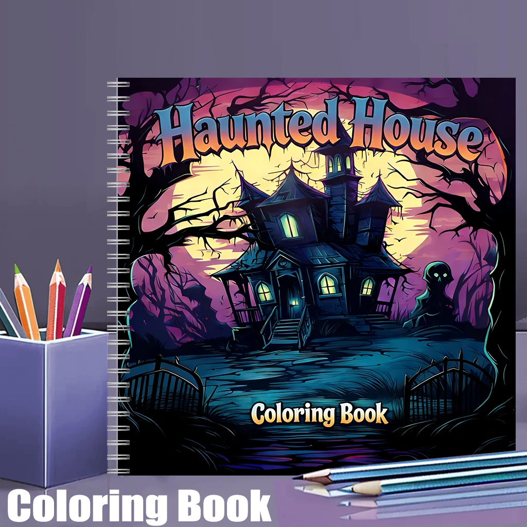 Adult Coloring Book Stress Relief - Buku Mewarnai Rumah Hantu untuk Dewasa,