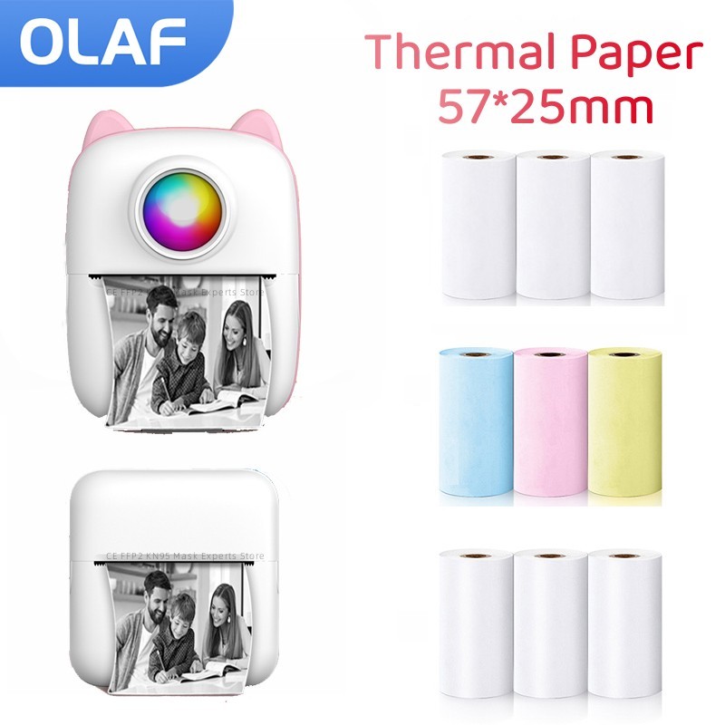 Mini Pocket Thermal Printer Paper Roll - 57MM gulungan kertas termal merekat sendiri