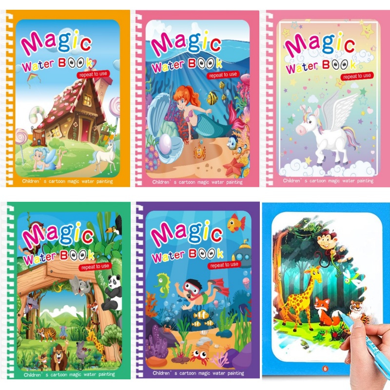 Reusable Water Magic Coloring Book - Buku gambar air ajaib anak-anak buku