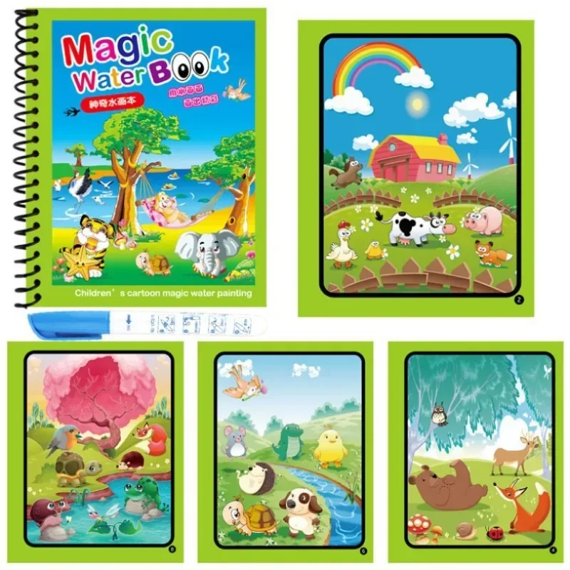 Buku mewarnai air ajaib, buku  - Reusable Water Magic Coloring Book ulasan dan harga