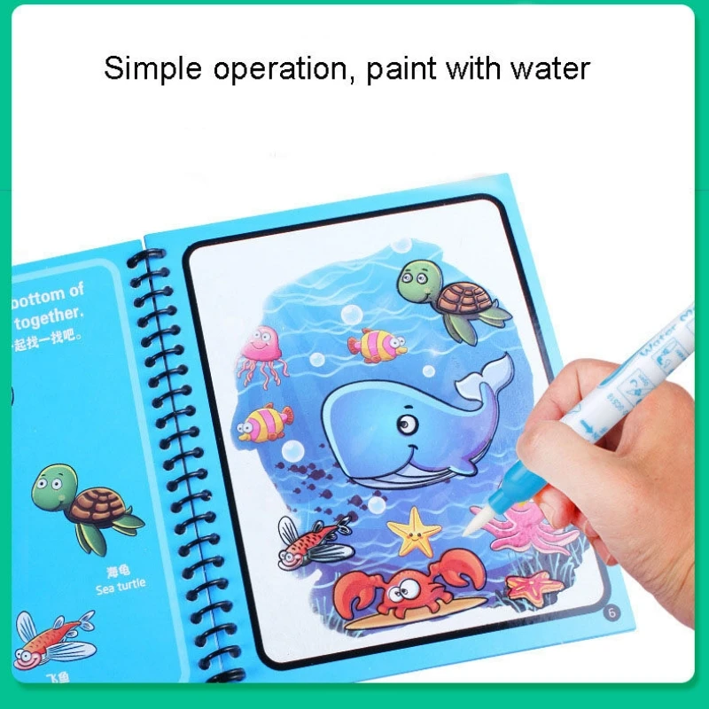 Buku mewarnai air ajaib, buku  - Reusable Water Magic Coloring Book ulasan dan harga