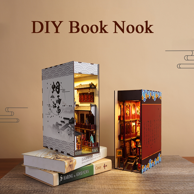 Kit Rak Buku Miniatur DIY, Kit - Diy Wooden Book Nook Kit Shelf Insert ulasan dan harga