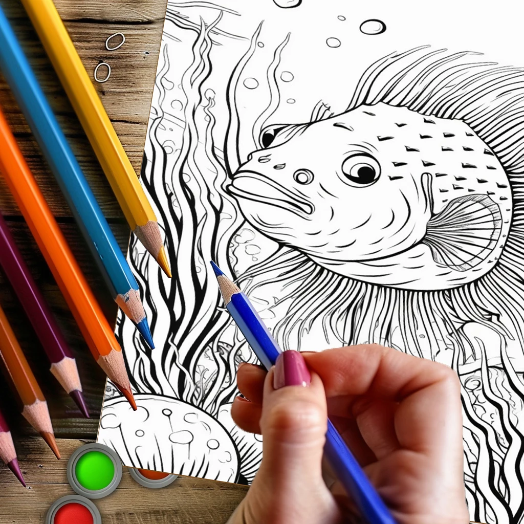 Buku Mewarnai Bawah Air Musim  - Adult Coloring Book Stress Relief ulasan dan harga