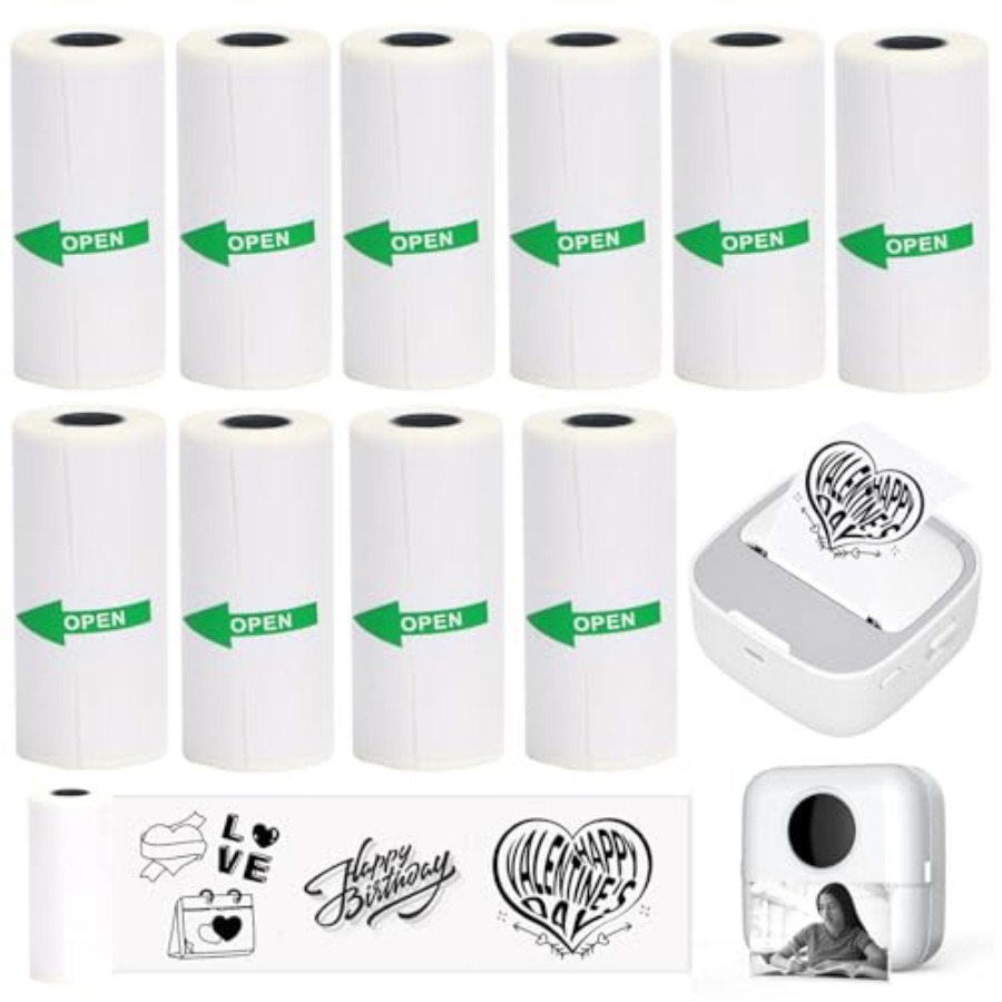 10 Gulungan Kertas Stiker Term - Mini Pocket Thermal Printer Paper Roll ulasan dan harga