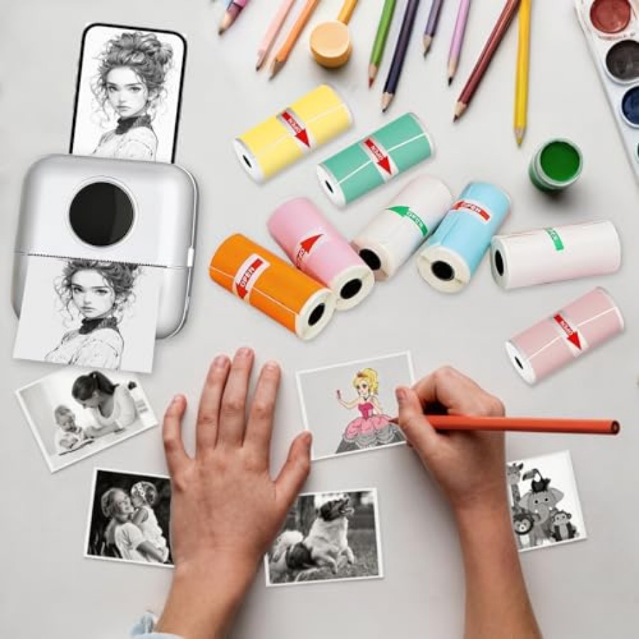 10 Gulungan Kertas Stiker Term - Mini Pocket Thermal Printer Paper Roll ulasan dan harga