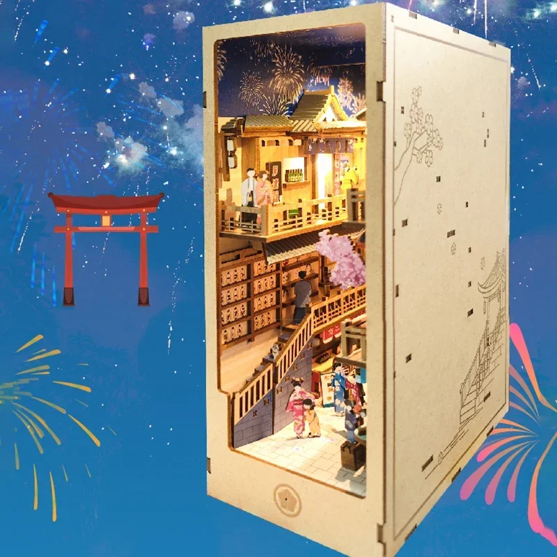 Rak Buku Miniatur Kayu Retro J - Diy Wooden Book Nook Kit Shelf Insert ulasan dan harga